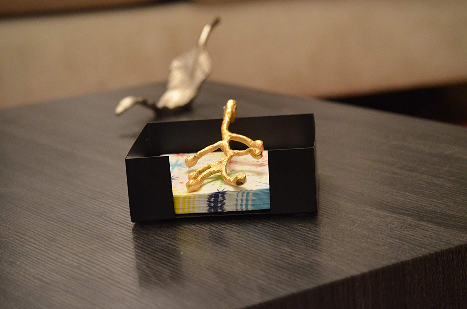 Vibhsa Napkin Holder Dinning Decor (Golden Olive Bud)