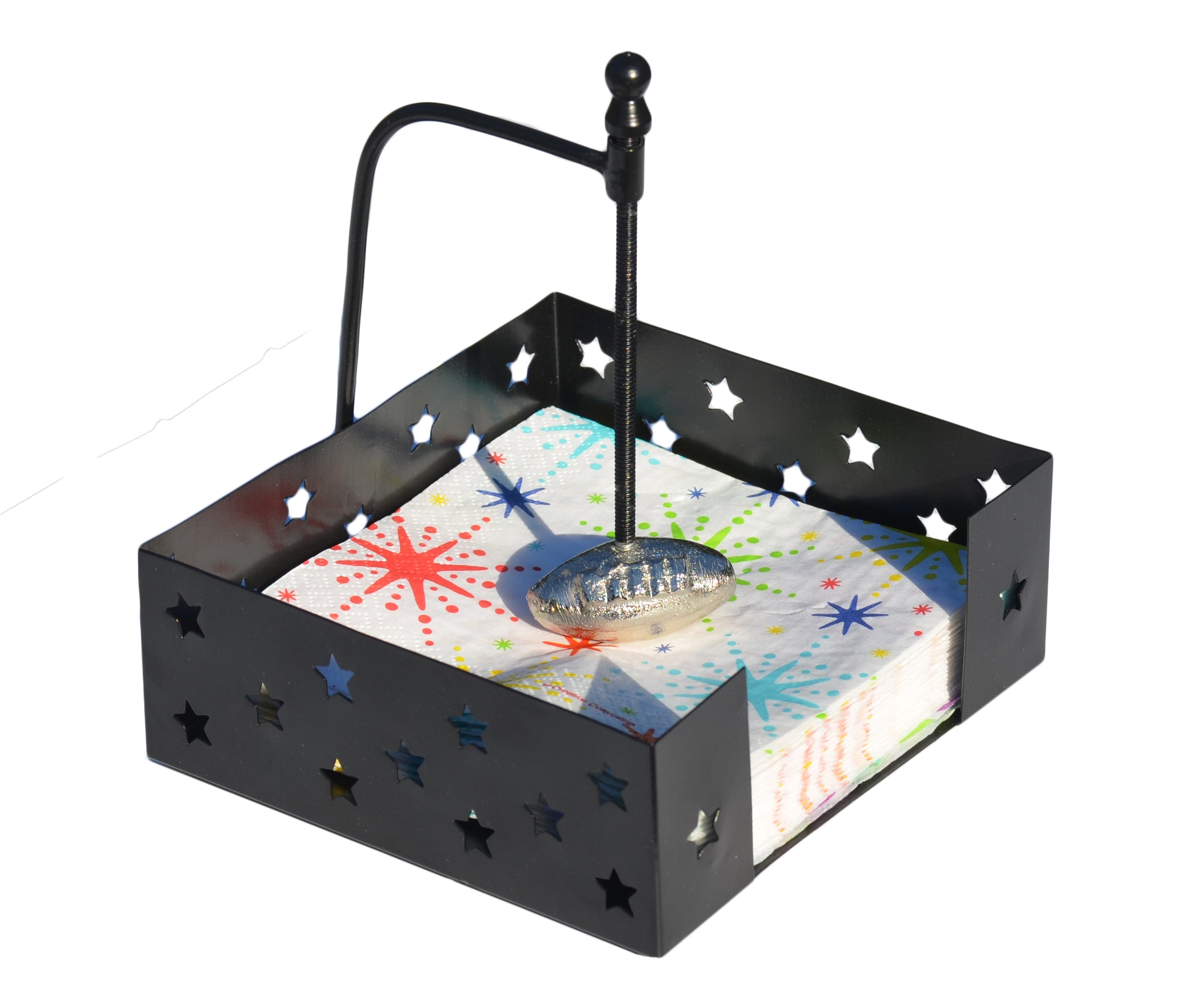 Handcrafted American Football Napkin Holder (Silver)