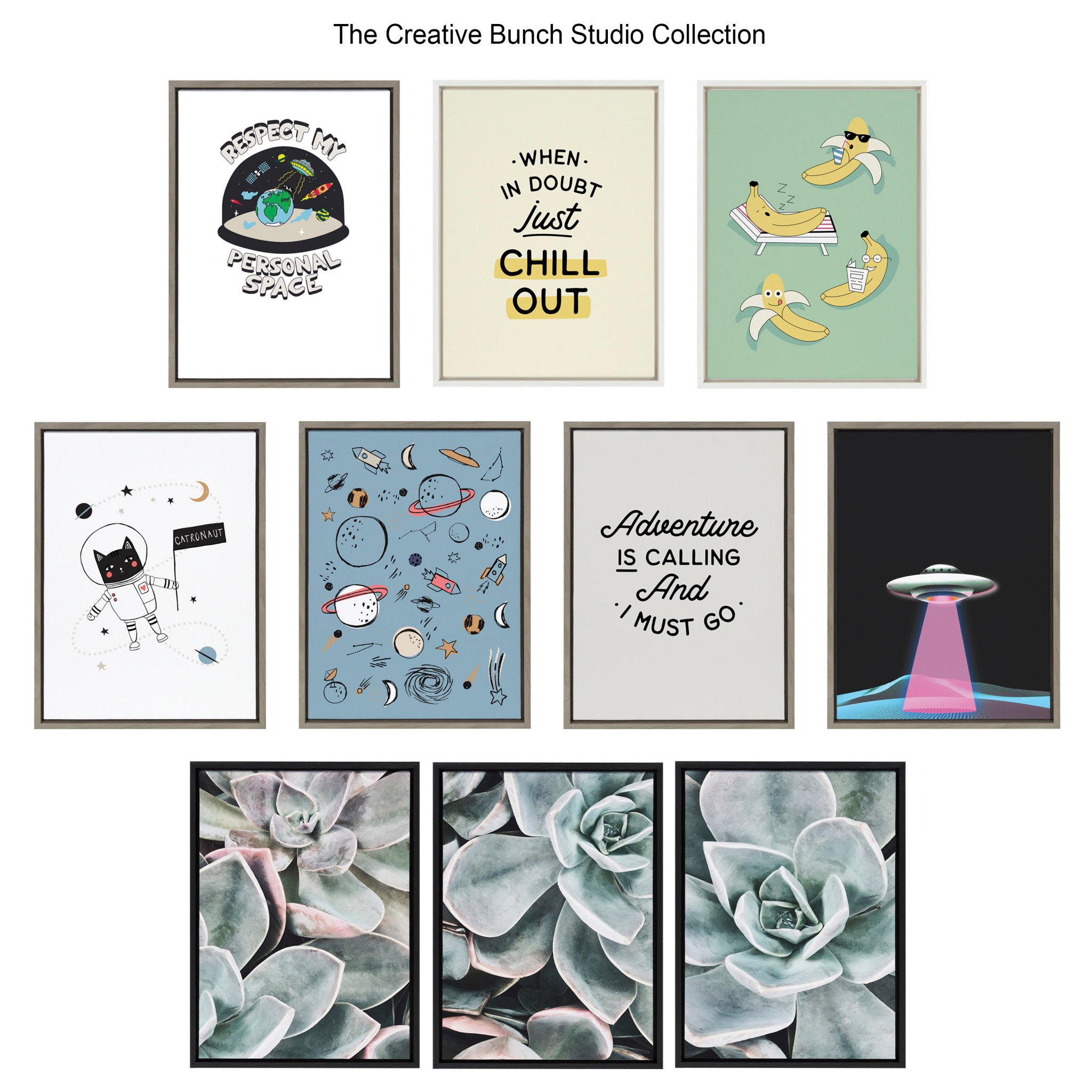 Sylvie Botanical Succulent Plants Framed Canvas Set by The Creative Bunch Studio