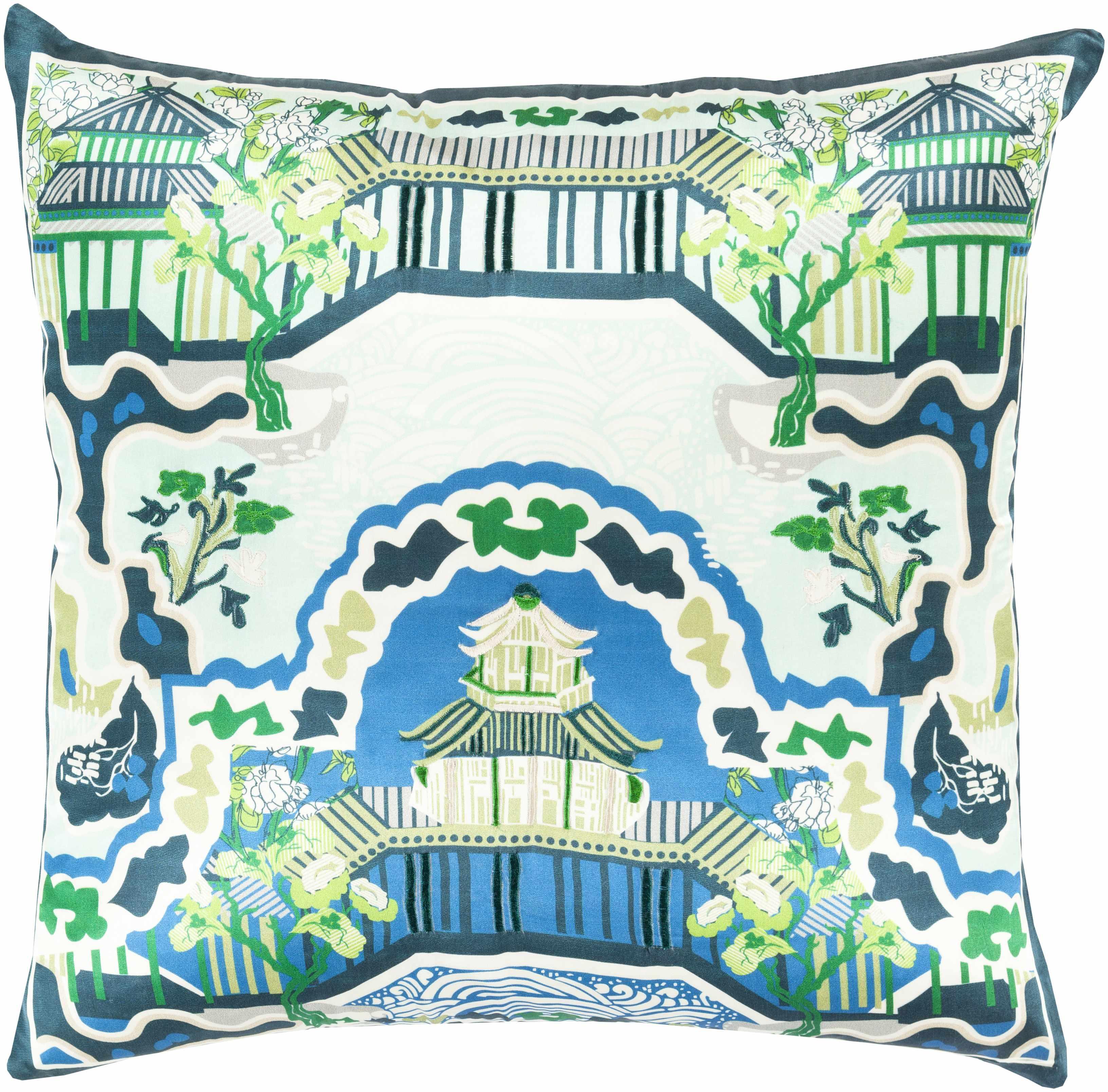 Nerang Green&Blue Pagoda Accent Pillow - Clearance - PRHOMZ