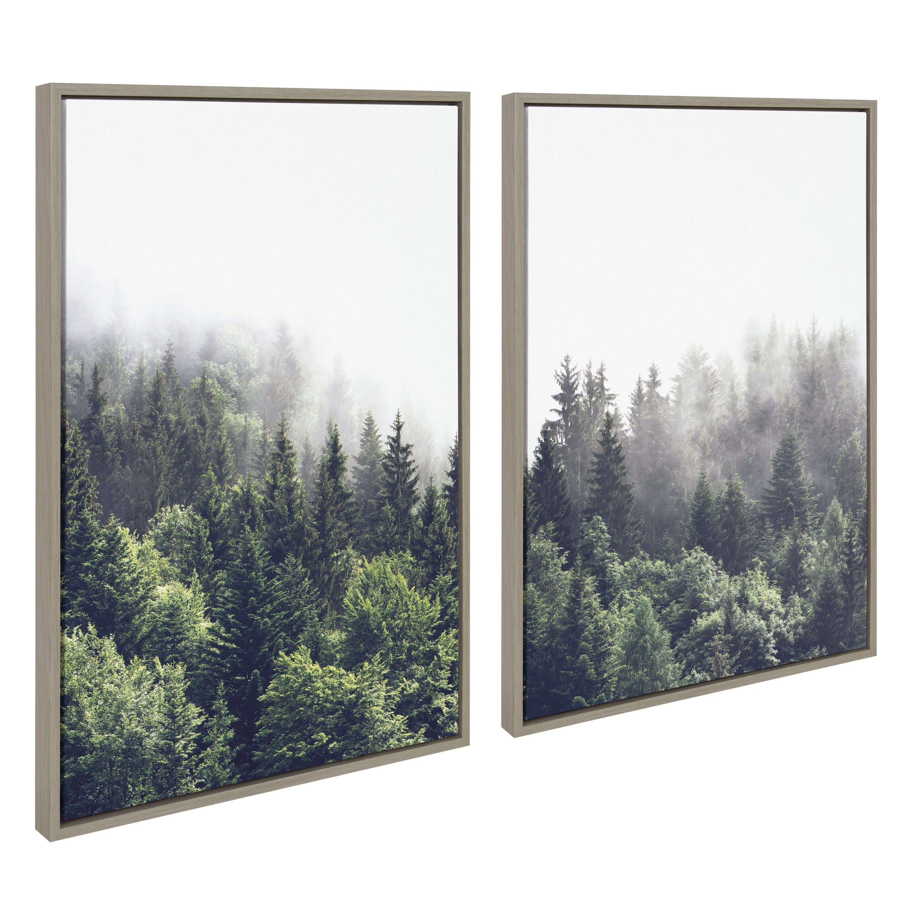 Sylvie Lush Green Forest on a Foggy Day Framed Canvas Set by The Creative Bunch Studio