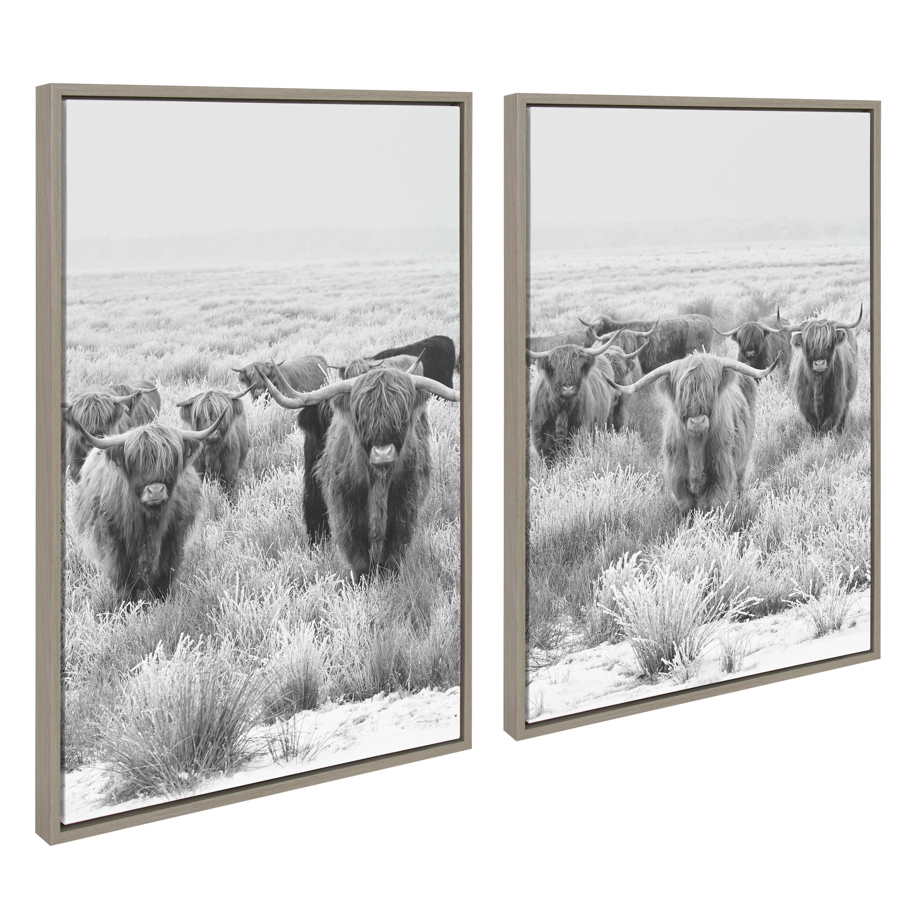 Sylvie Herd of Highland Cows Framed Canvas by The Creative Bunch Studio