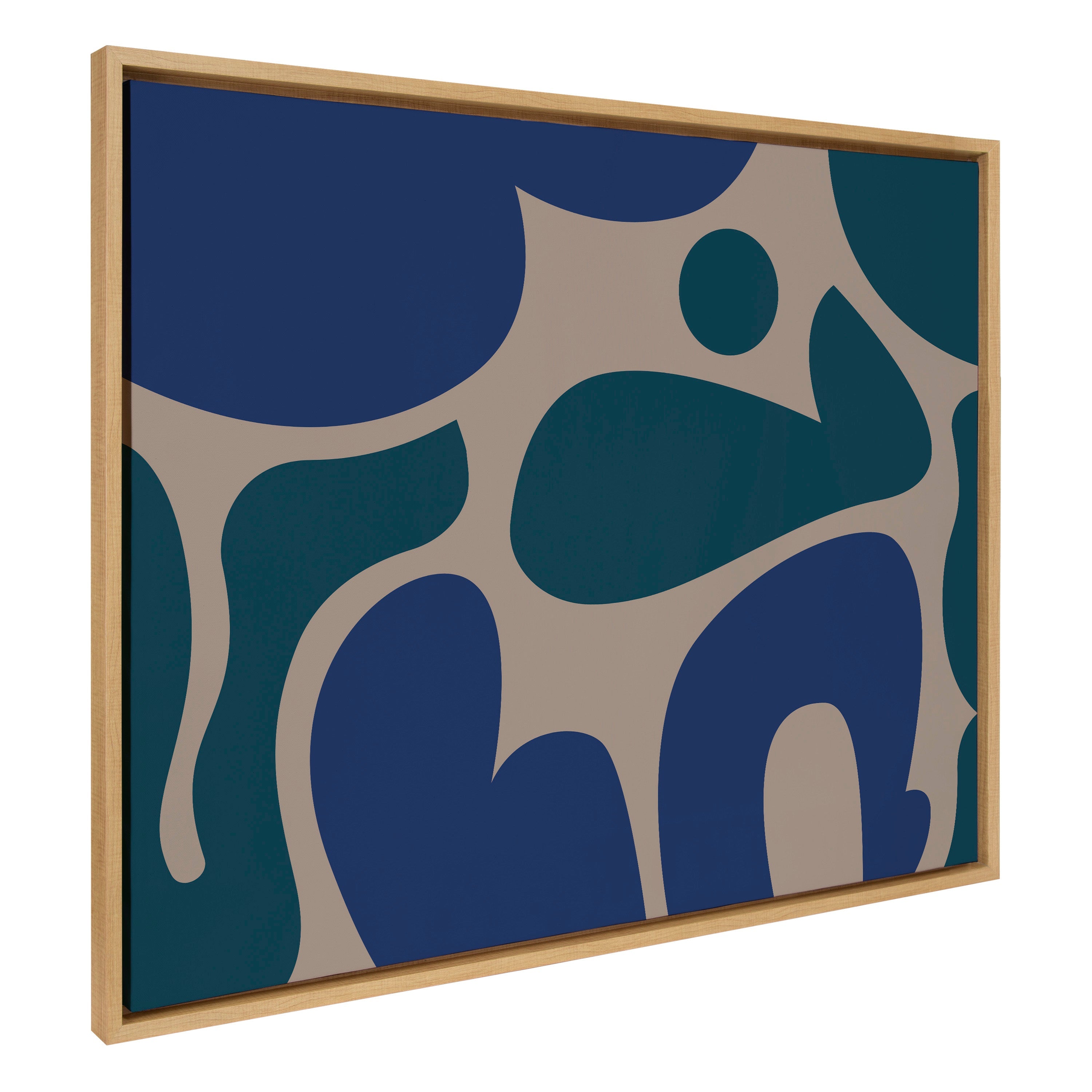 Sylvie Groovy Happy Abstract Blue and Green Framed Canvas by The Creative Bunch Studio