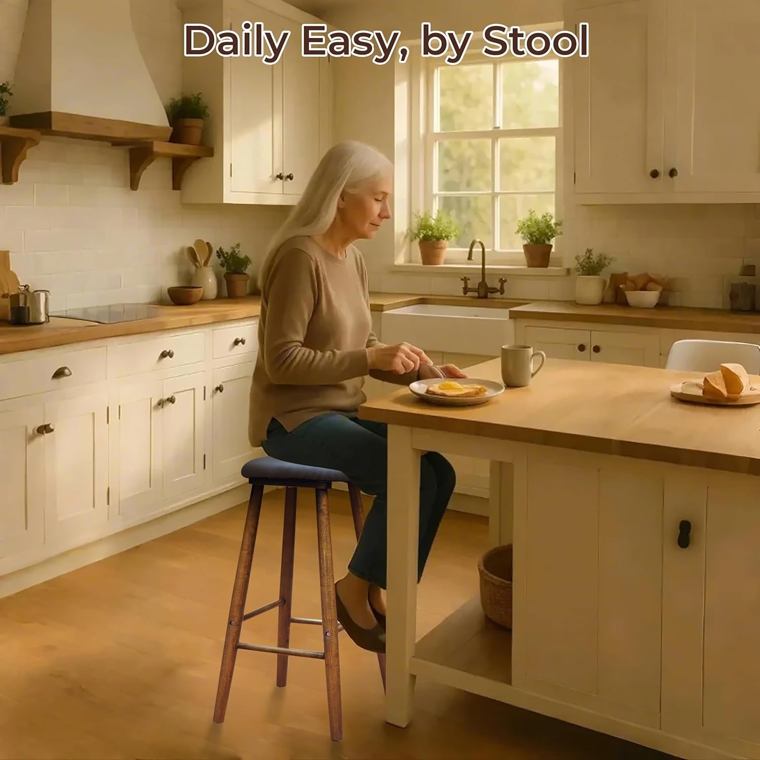 Upholstered Bar Stool 30 Inch Backless Kitchen Island