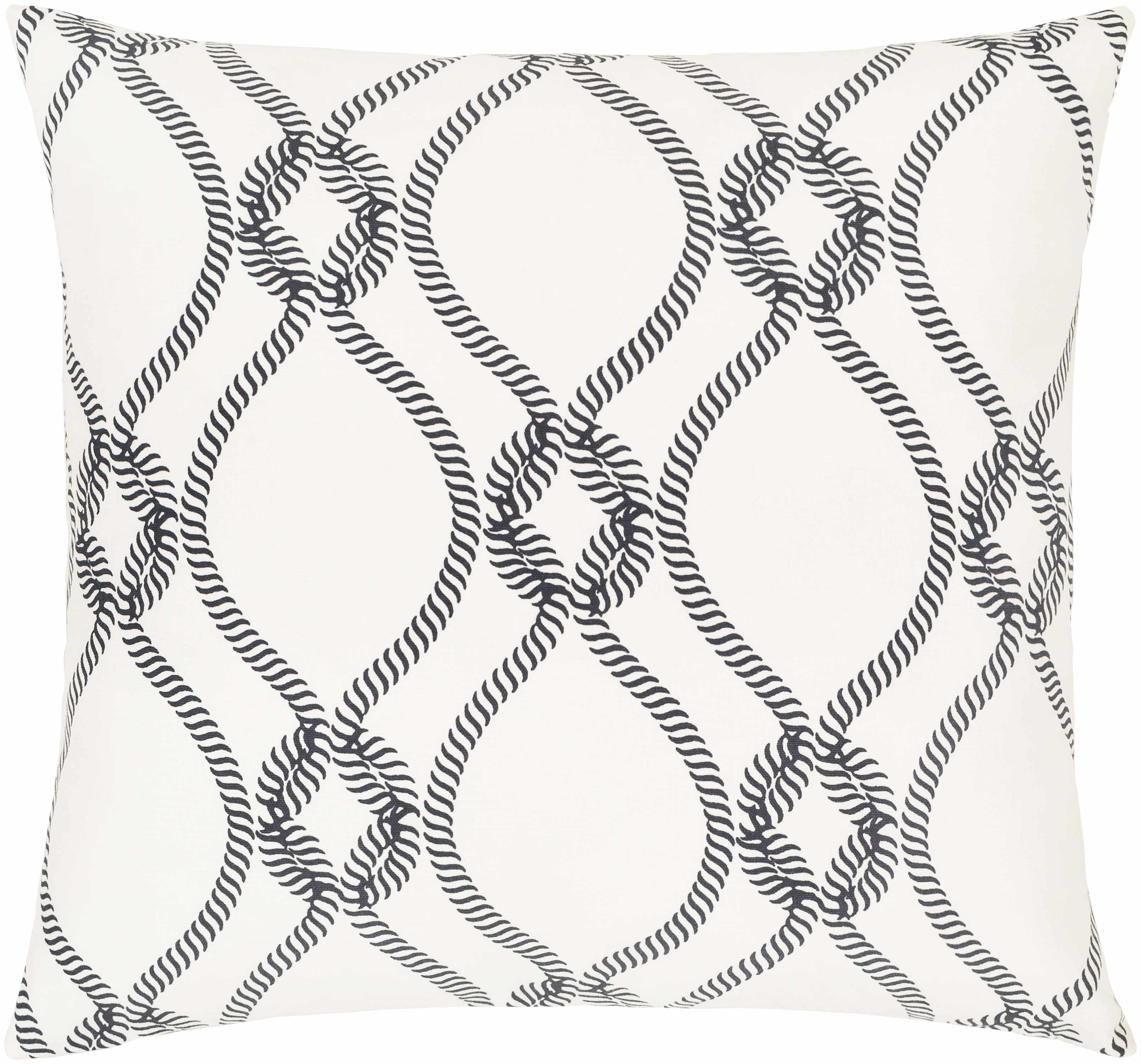 Noyes Ivory Rope Design Throw Pillow - Clearance-0