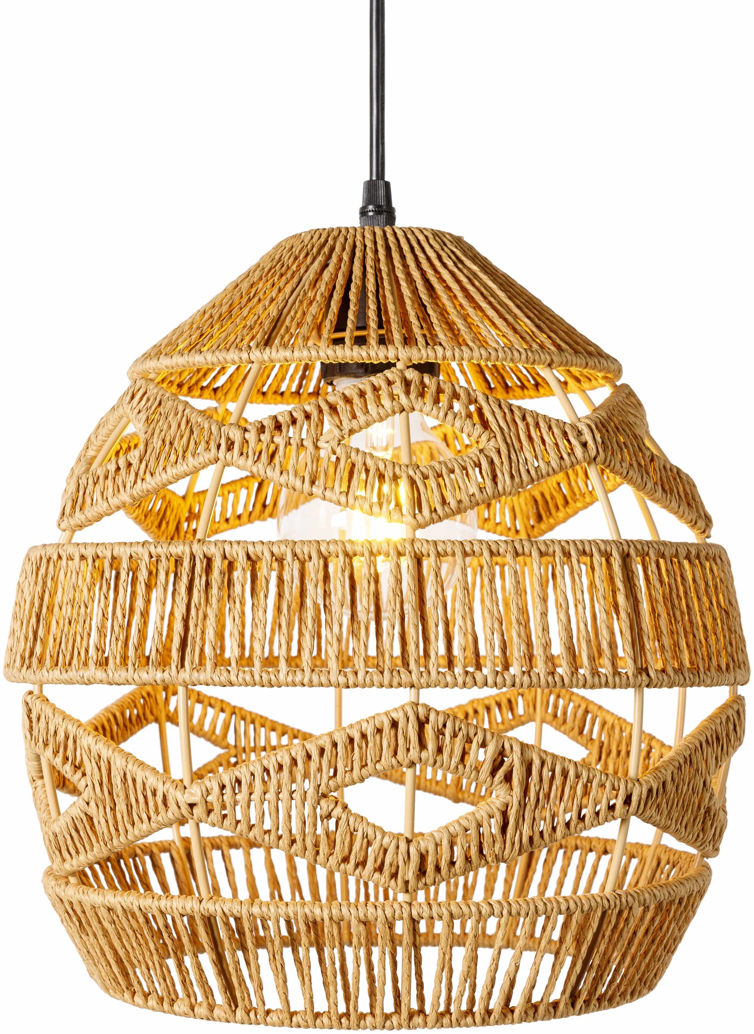 Ostaszewo Rustic Woven Rattan Pendant-2