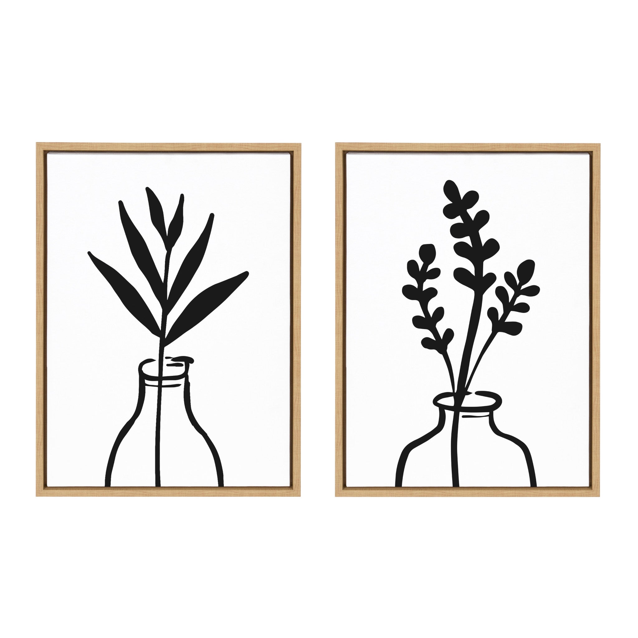 Sylvie Modern Botanical Vase Framed Canvas Set by The Creative Bunch Studio