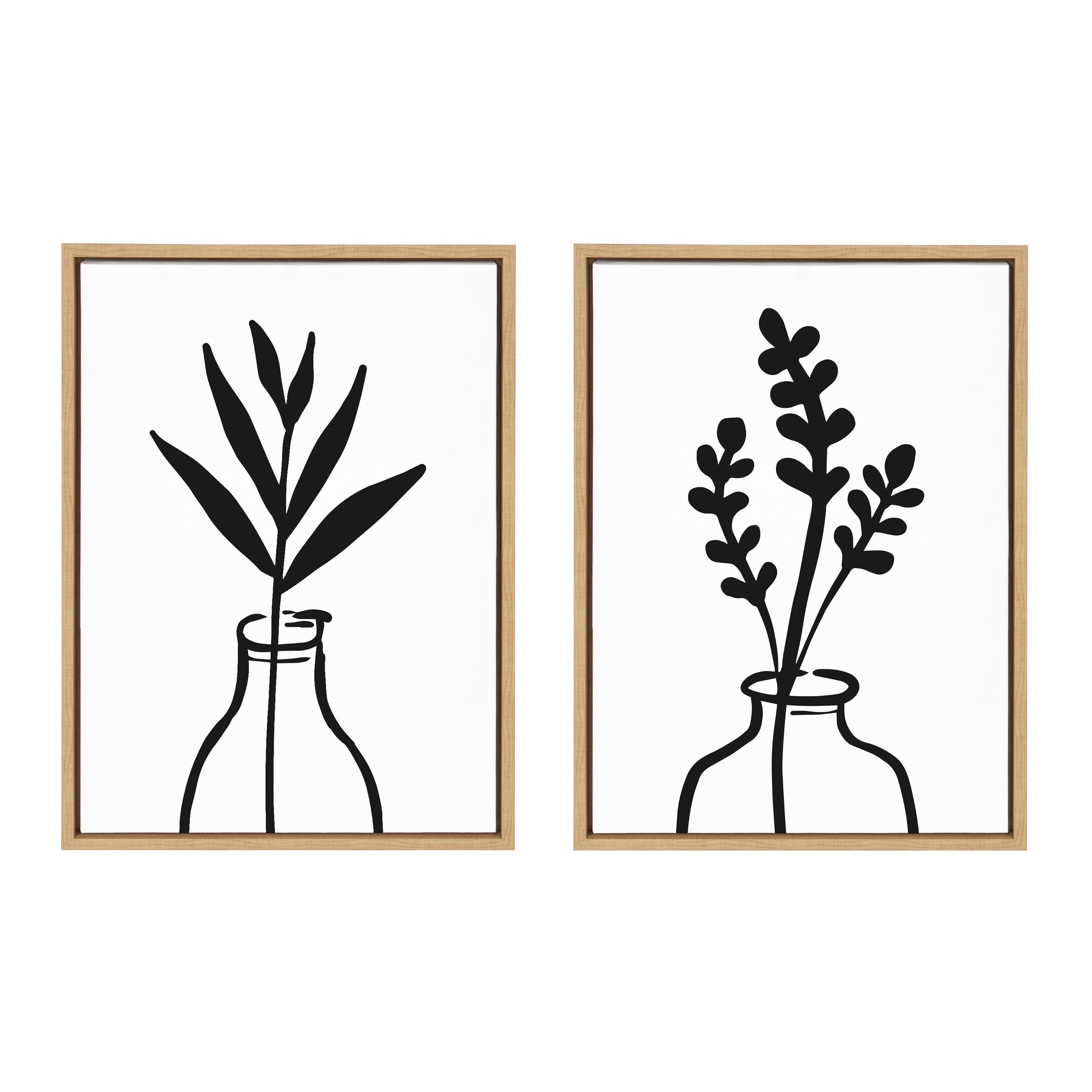 Sylvie Modern Botanical Vase Framed Canvas Set by The Creative Bunch Studio