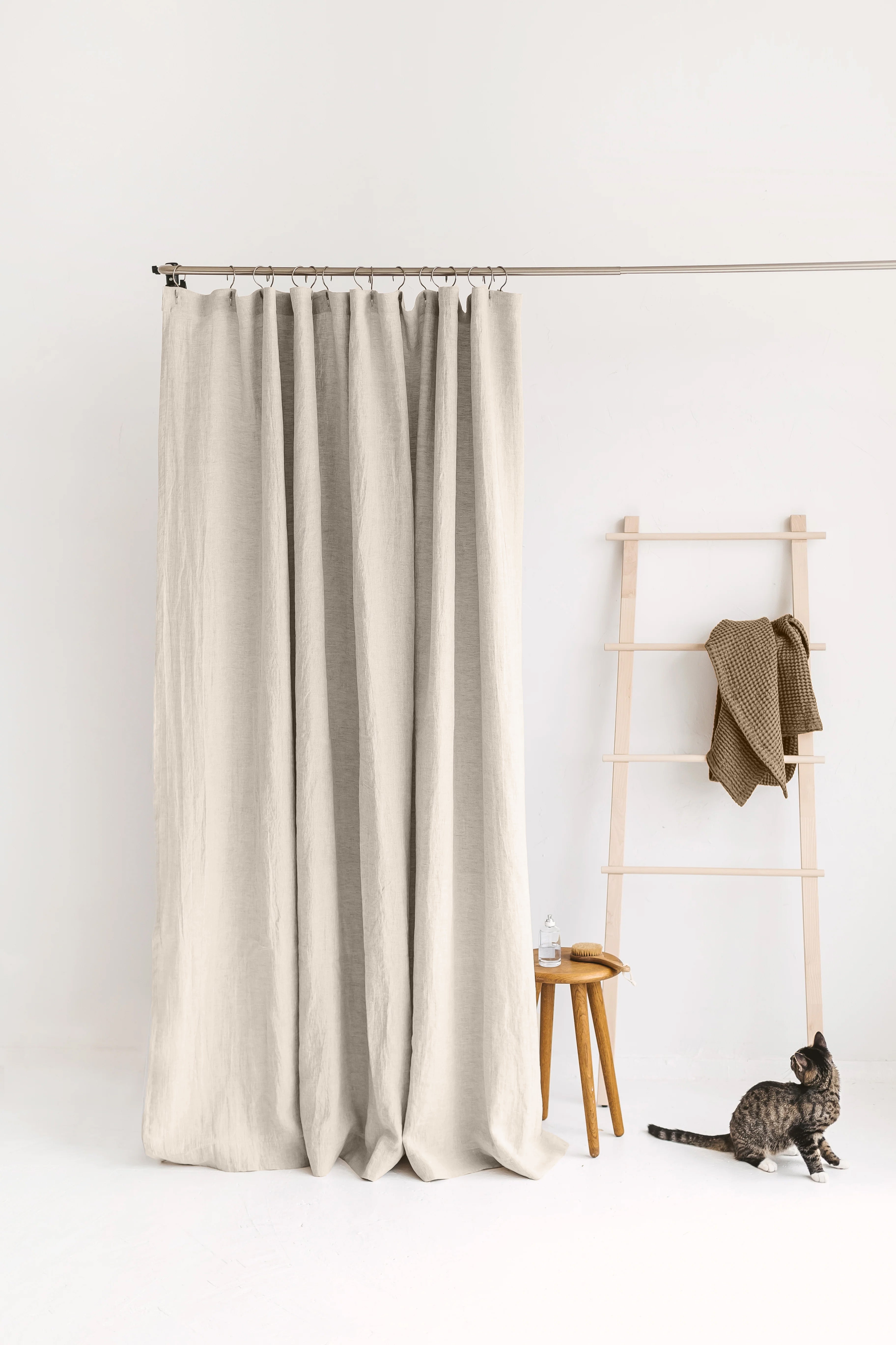 Organic Linen Shower Curtain | Off White | Eco-Friendly & Mold-Resistant | UK Made-0