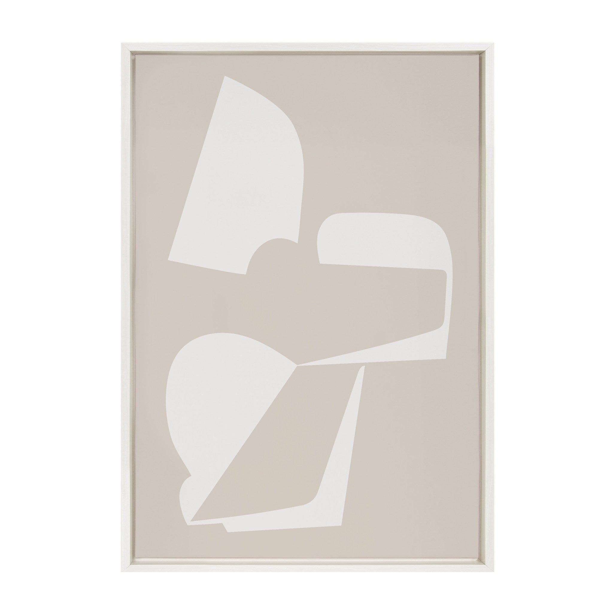 Sylvie Eye Catching Sleek Abstract 3 White and Beige 23x33 Framed Canvas by The Creative Bunch Studio