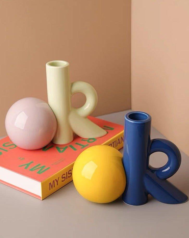 OK Ceramic Bud Vase - Handmade Dopamine Decorative Flower Vase - PRHOMZ