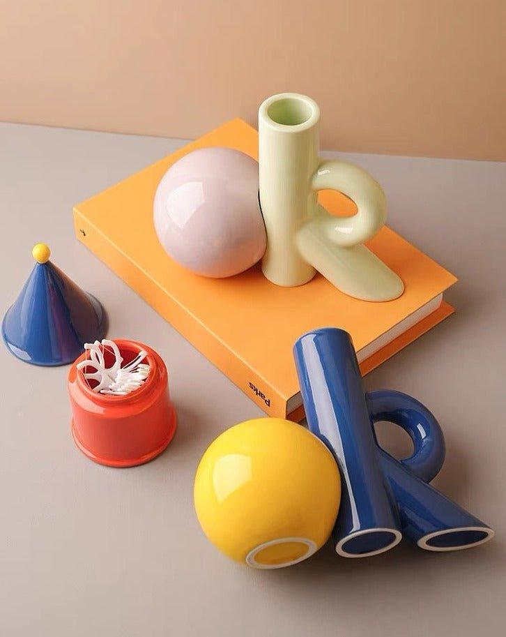OK Ceramic Bud Vase - Handmade Dopamine Decorative Flower Vase - PRHOMZ
