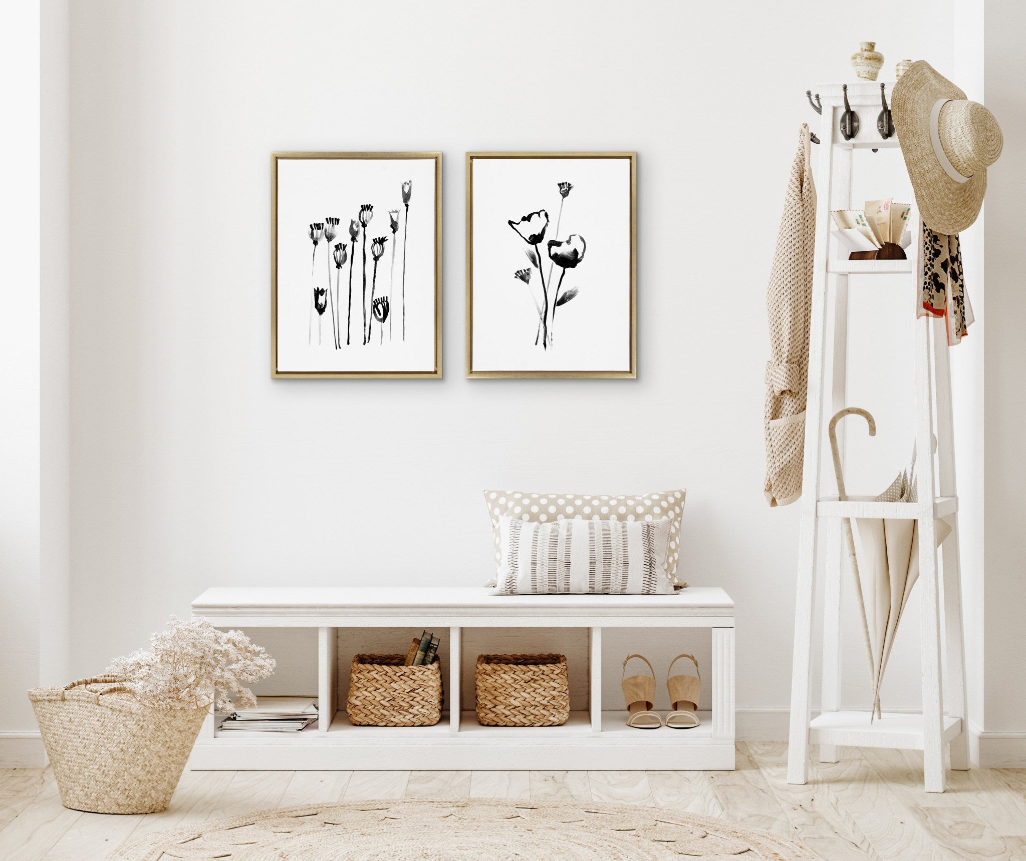 Sylvie Wildflowers and Seed Pods Framed Canvas Set by Teju Reval of SnazzyHues