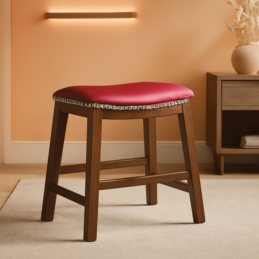 Ordway Saddle Seat Bar Stool Dining Height 19 Inch Red