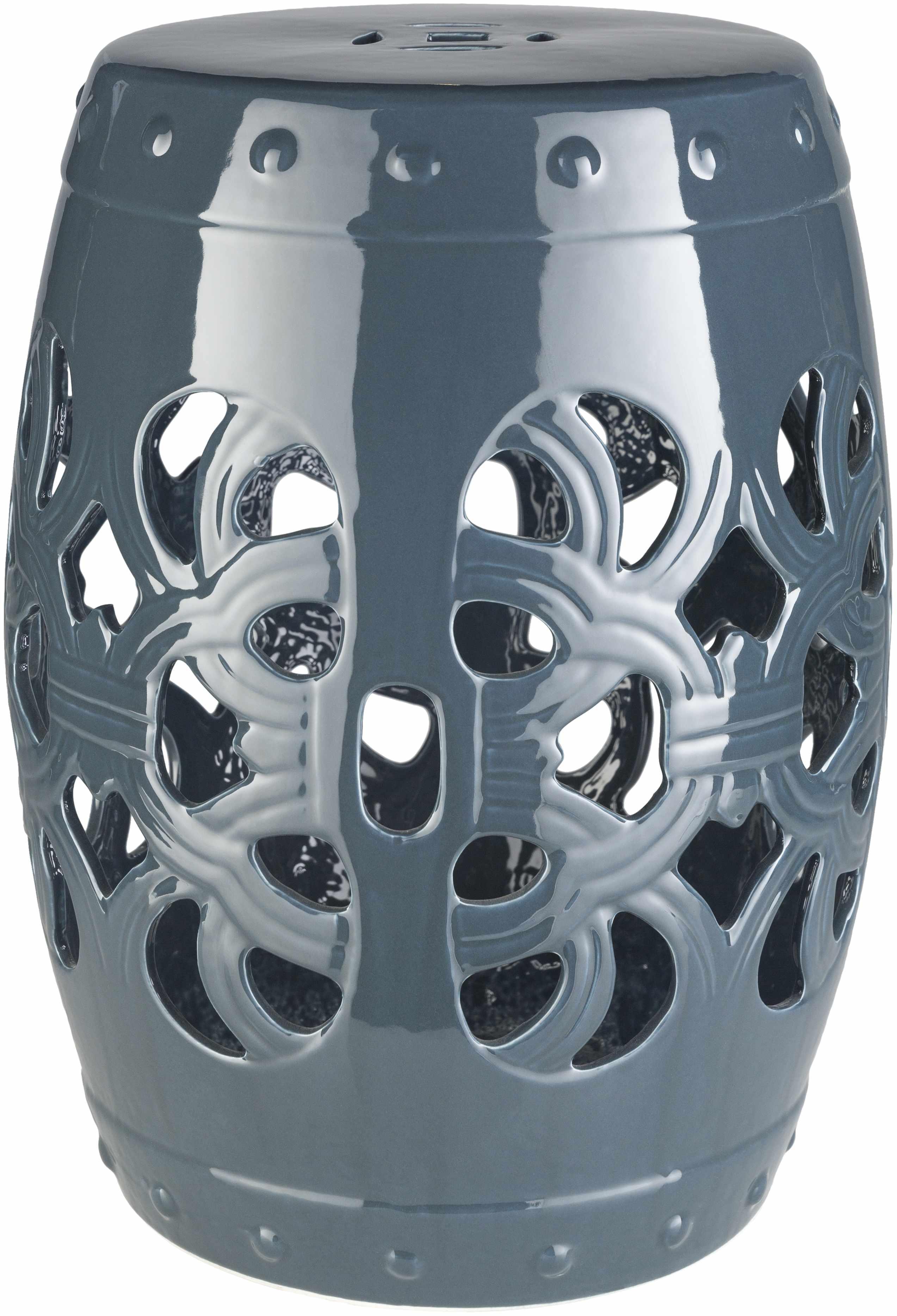 Teal Blue Lattice Ceramic Stool - PRHOMZ