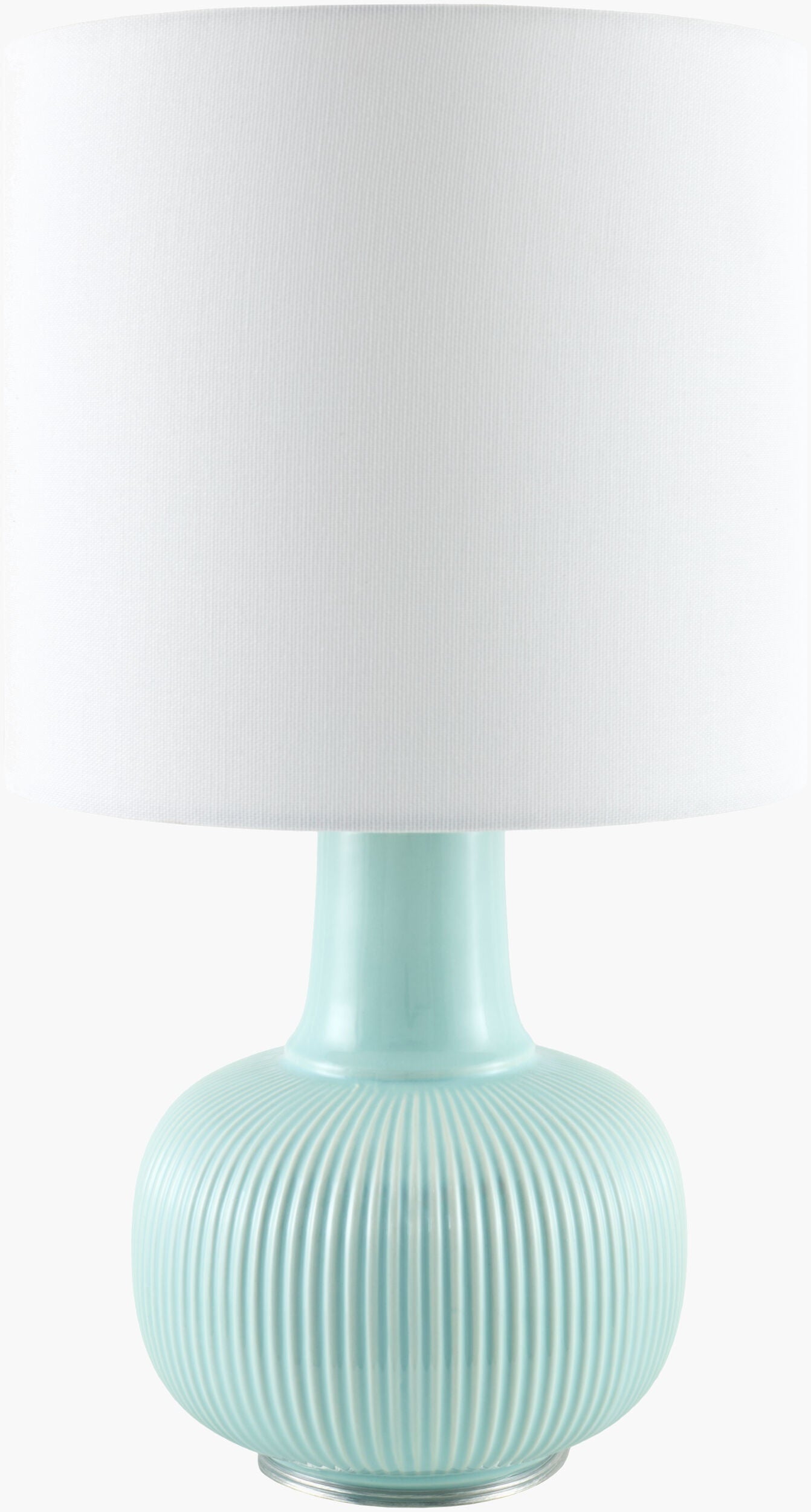 Rich Light Gray Coastal Table Lamp with linen details for bedside or console tables-0