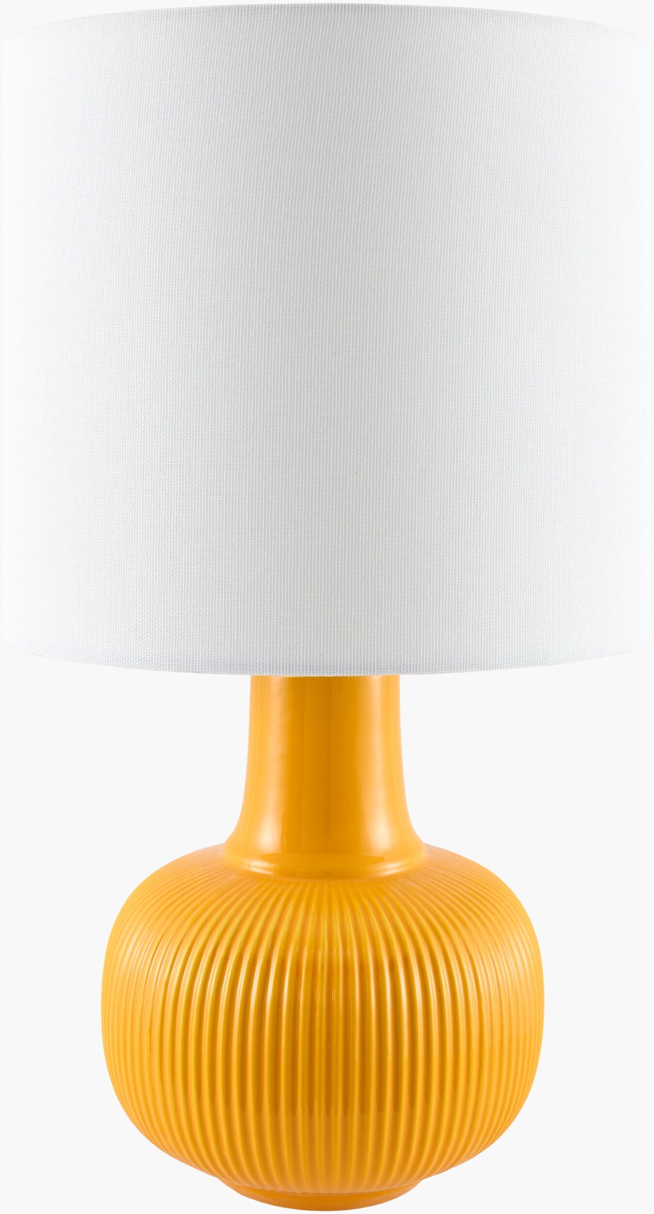 Lemon Yellow Coastal Table Lamp with linen details for bedside or console tables-0