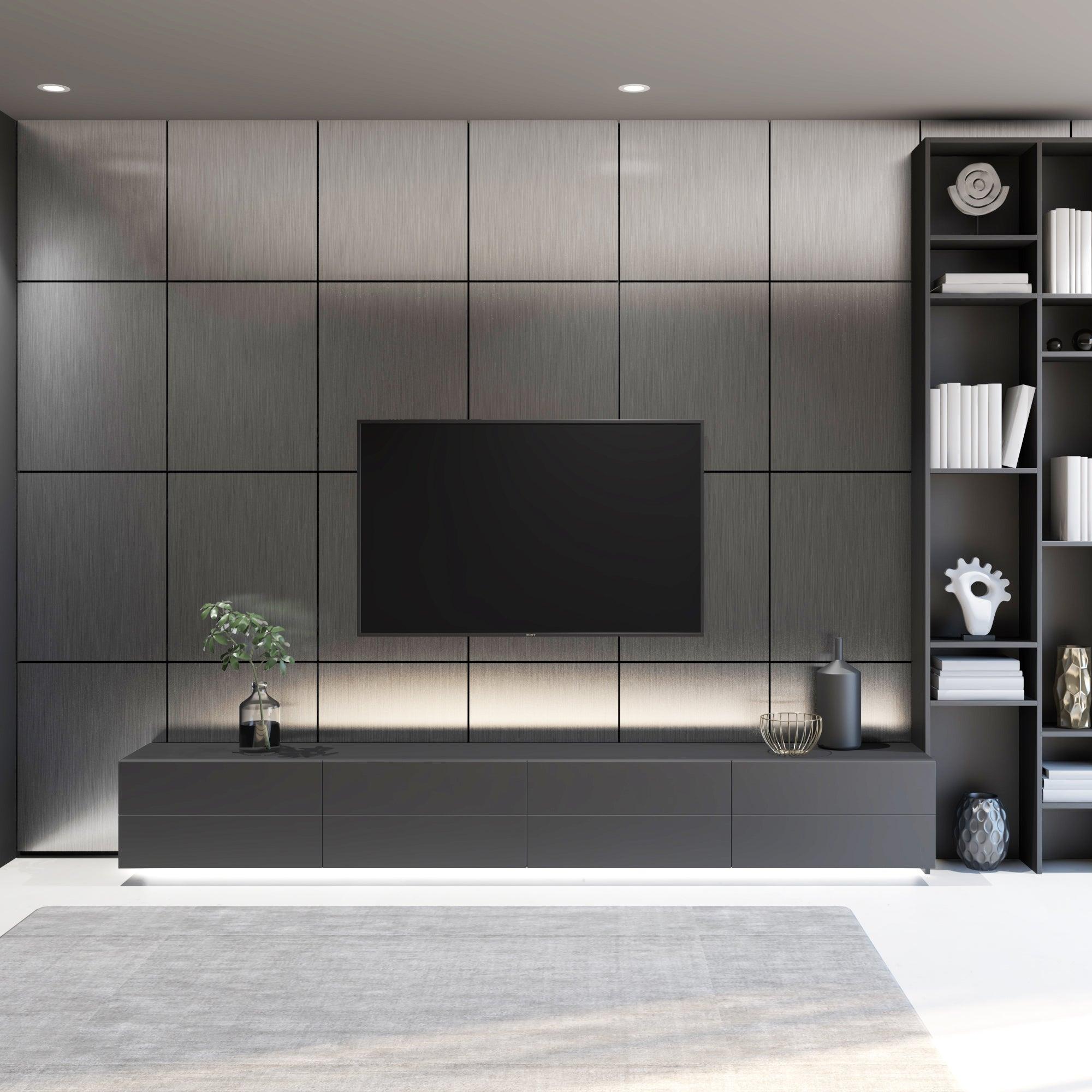 Brushed Silver Finish 3D Wall Panels - PRHOMZ