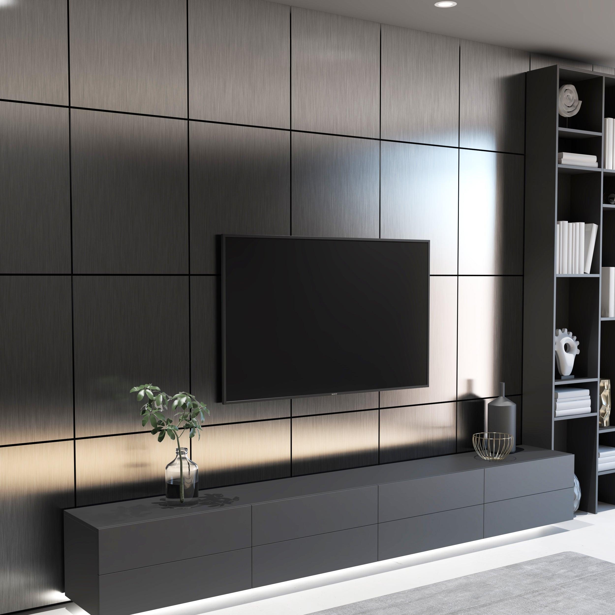 Brushed Silver Finish 3D Wall Panels - PRHOMZ