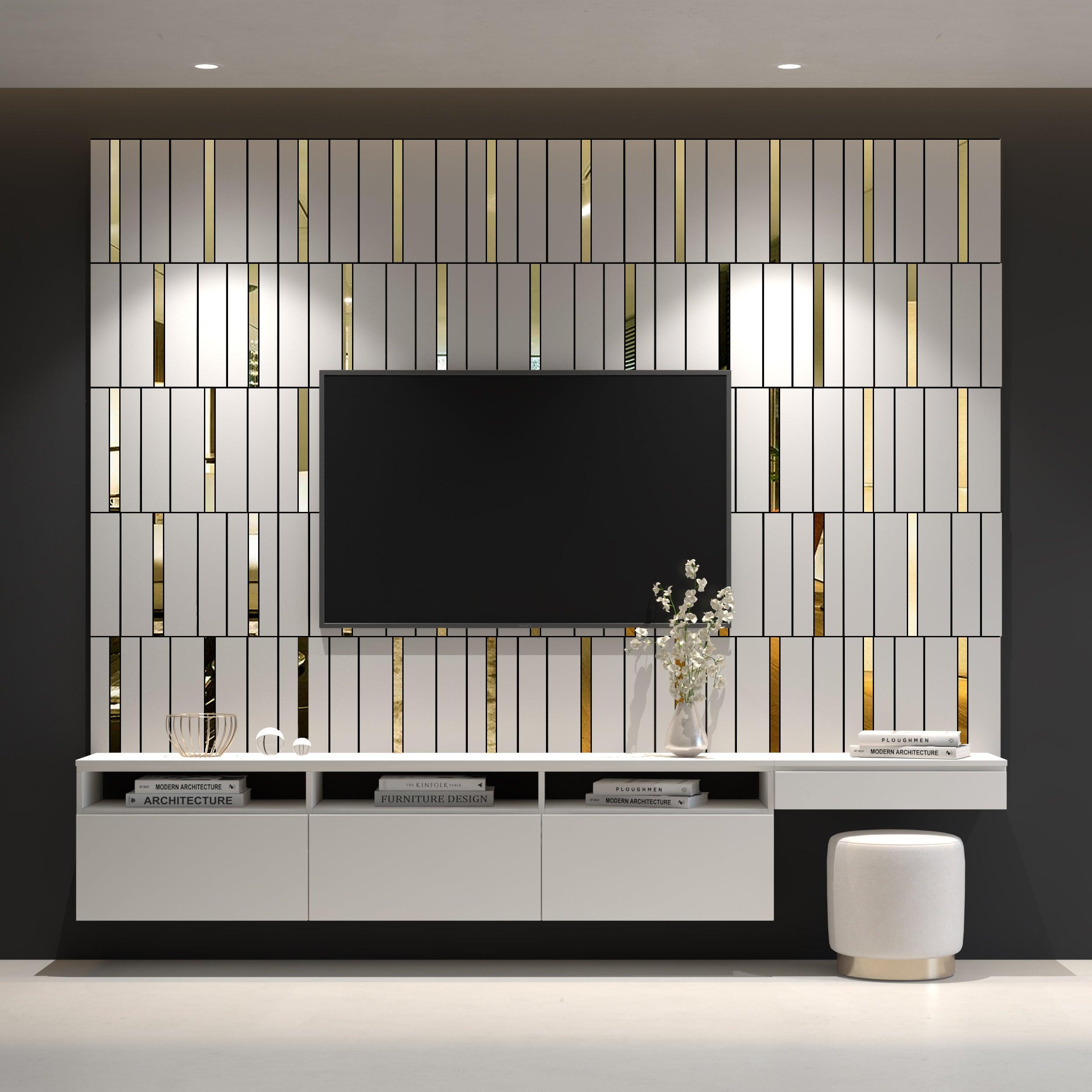Simple White and Gold 3D Wall Panels - PRHOMZ