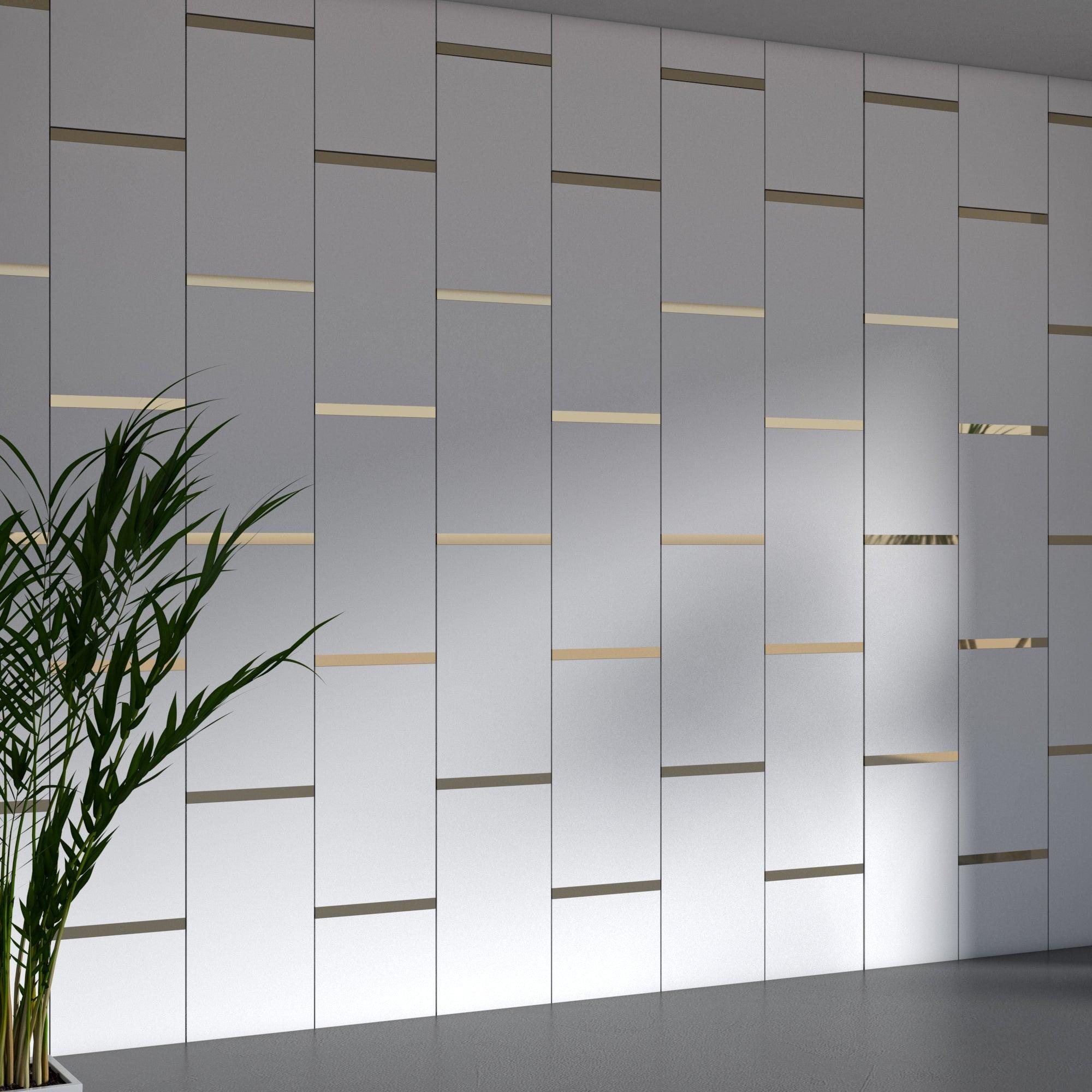 White and Gold Rectangles 3D Wall Panels - PRHOMZ