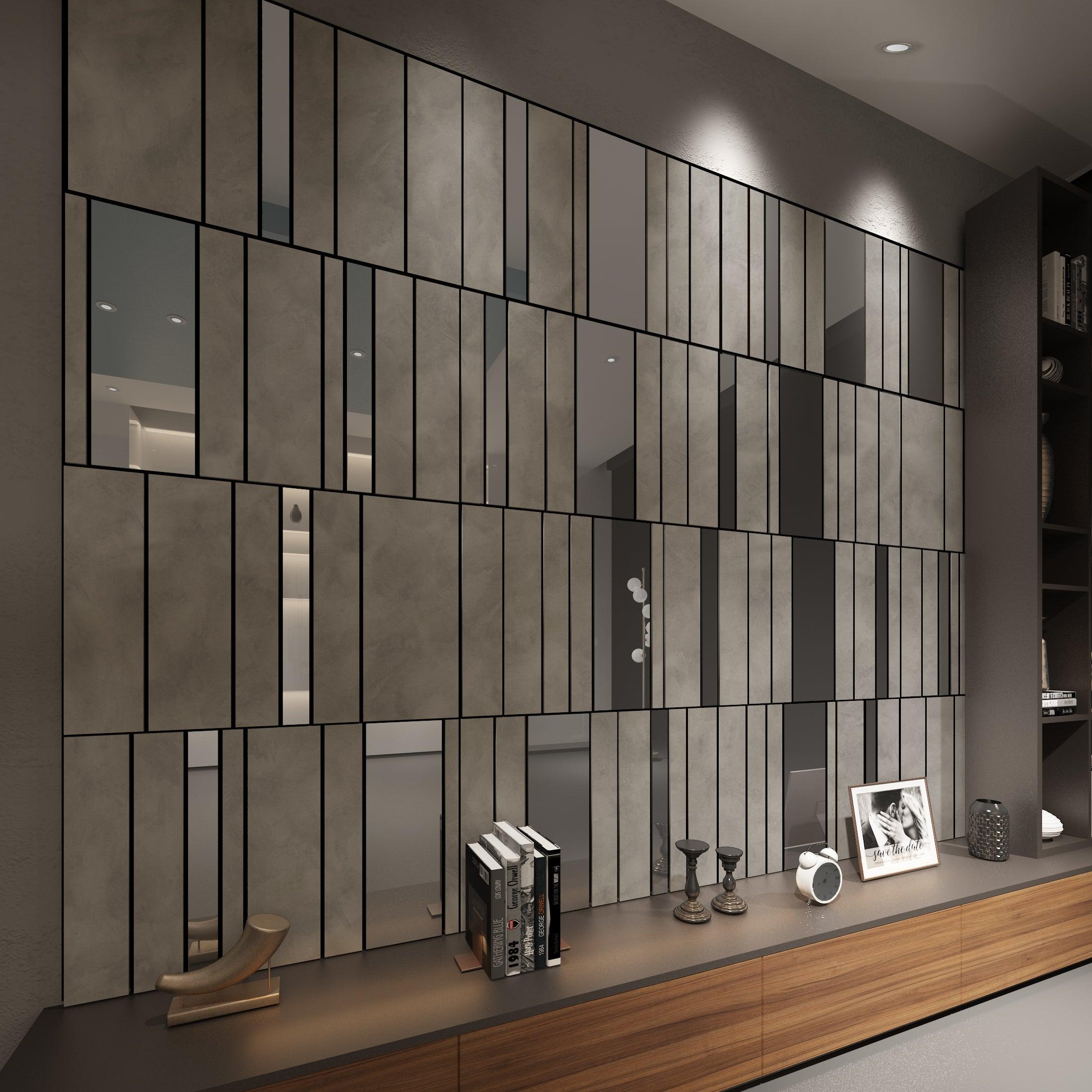 Concrete & Silver Mirror Decorative Panels - PRHOMZ