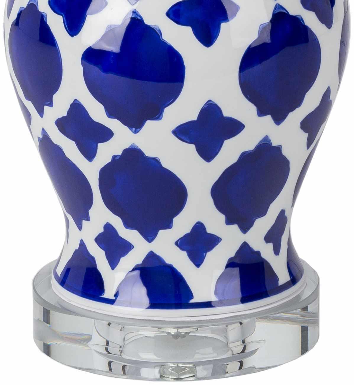 Pangian White & Blue Patterned Ceramic Table Lamp - PRHOMZ