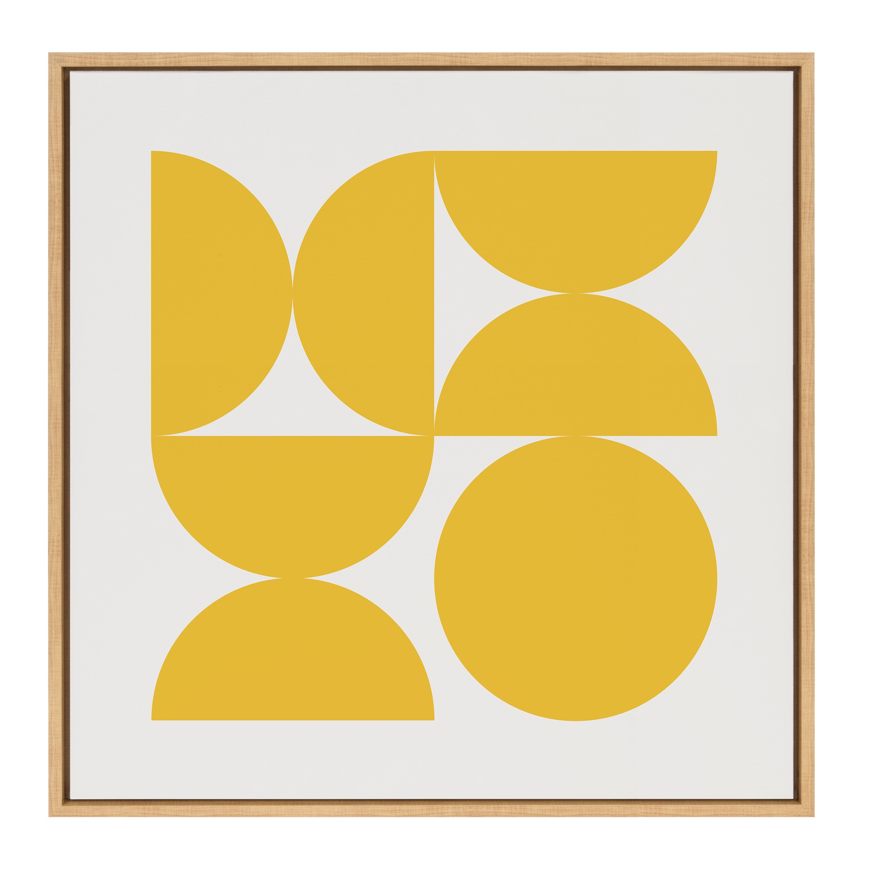 Sylvie Bold Vintage Geometric Sunshine Yellow Framed Canvas by The Creative Bunch Studio
