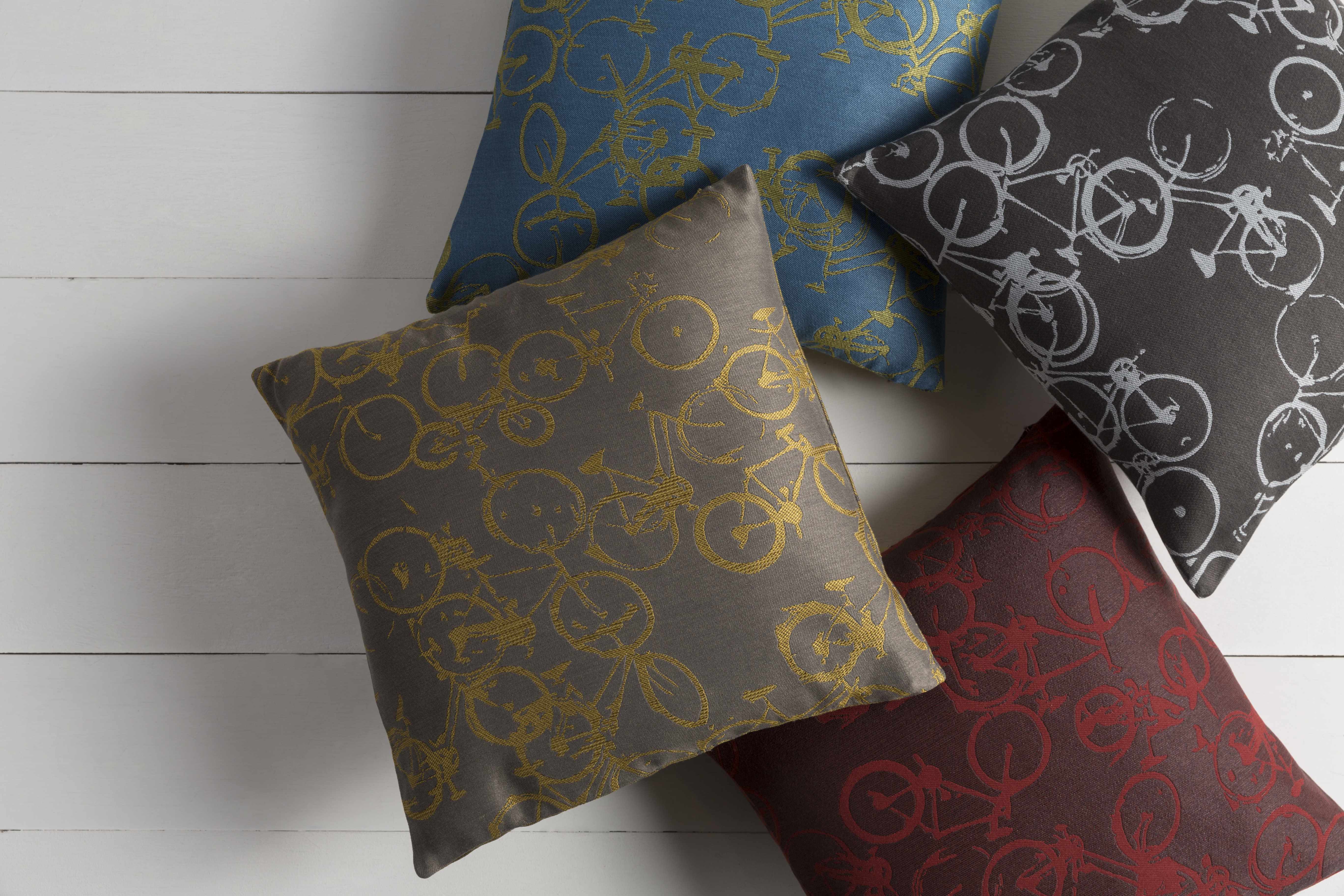 Wilmar Red Bicycle Print Throw Pillow - Clearance-1