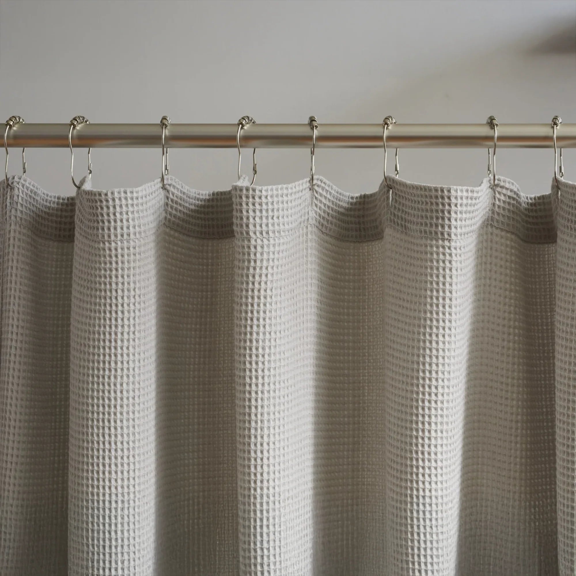 Grey Organic Cotton Waffle Shower Curtain | Mold Resistant & Quick Dry-0