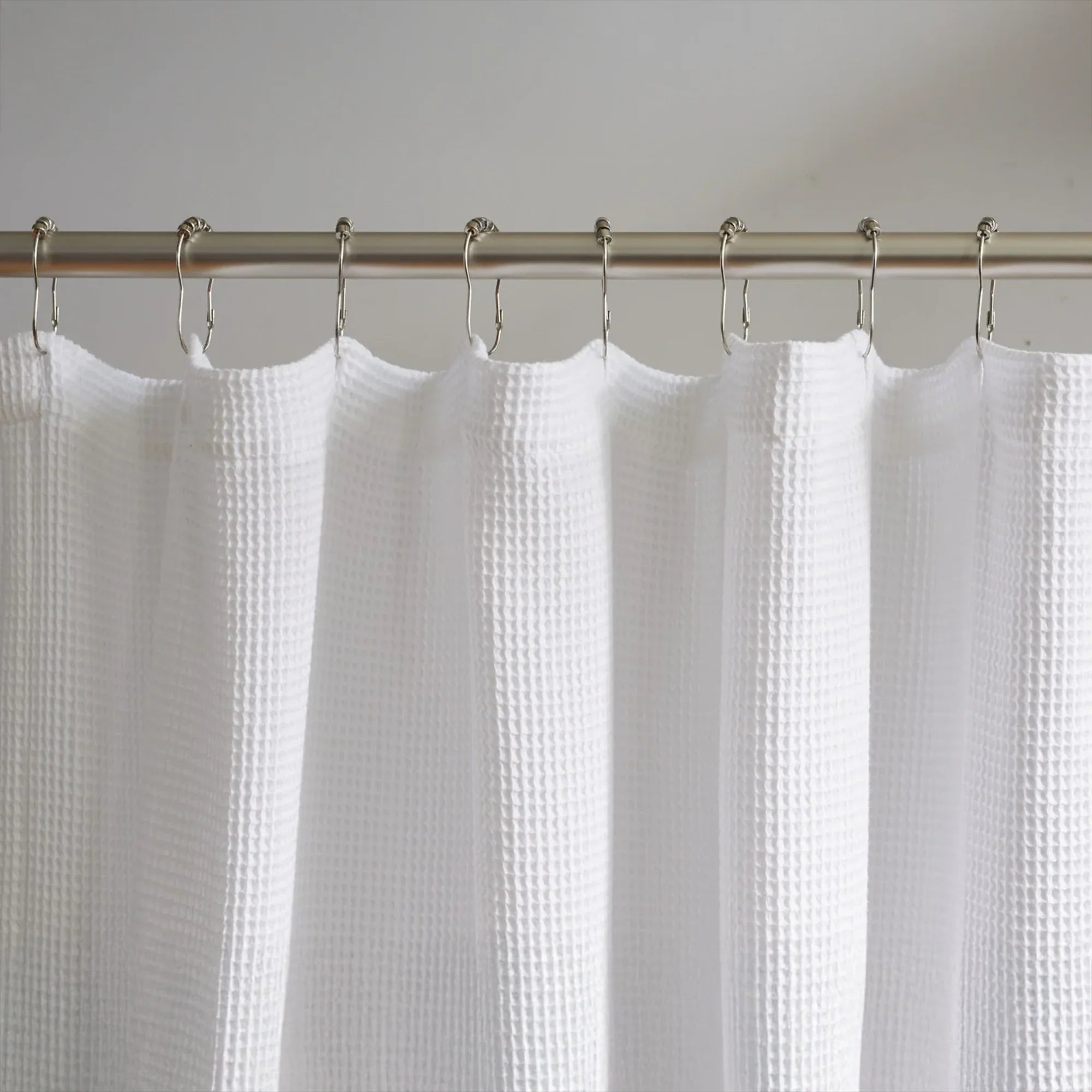 Organic Cotton Waffle Shower Curtain White | Mold Resistant, Quick Dry | Standard Sizes & Made to Measure-0