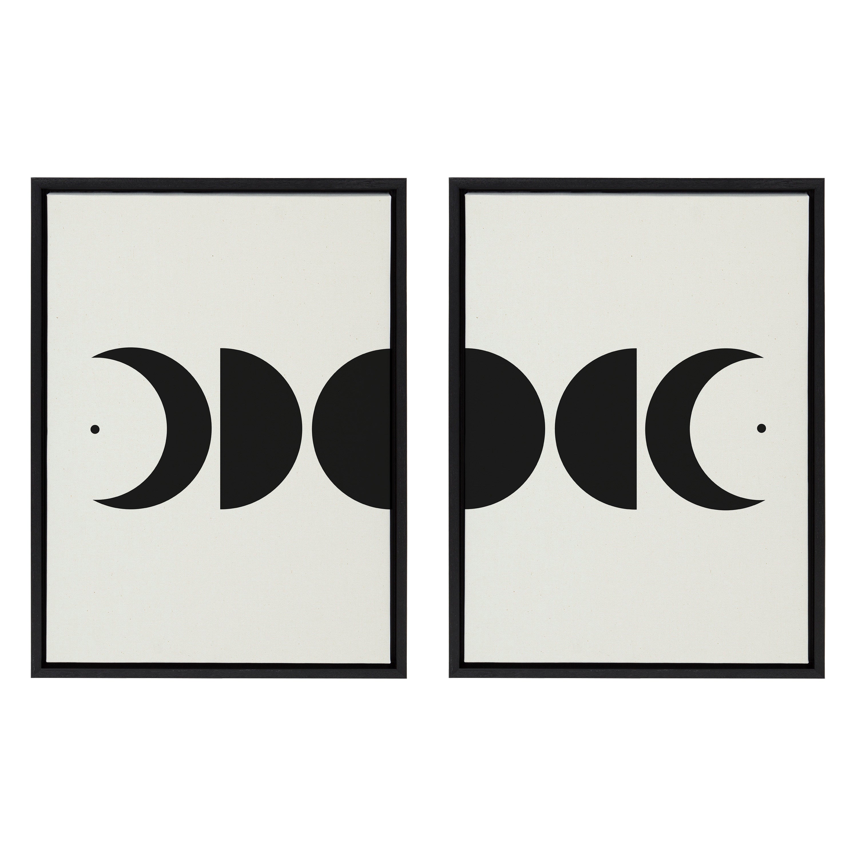 Sylvie Modern Geometric Moon Phases Framed Canvas Set by The Creative Bunch Studio