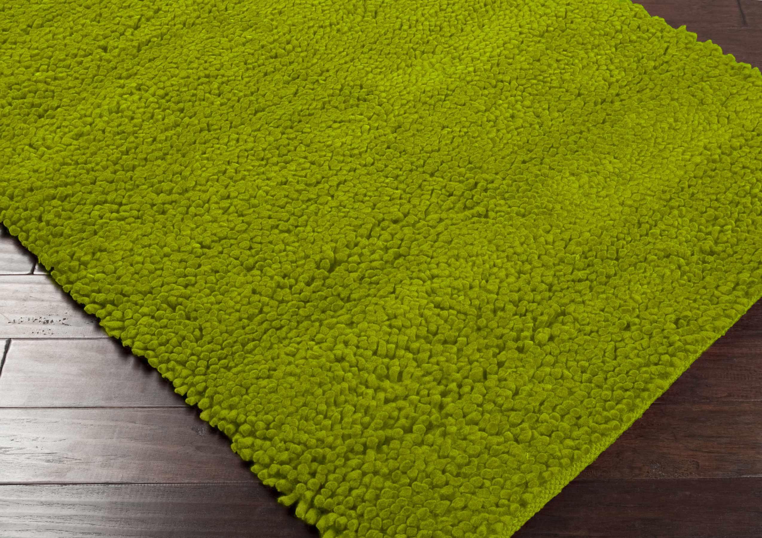 Frederika Solid Olive Green Wool Shag Rug - Clearance - PRHOMZ