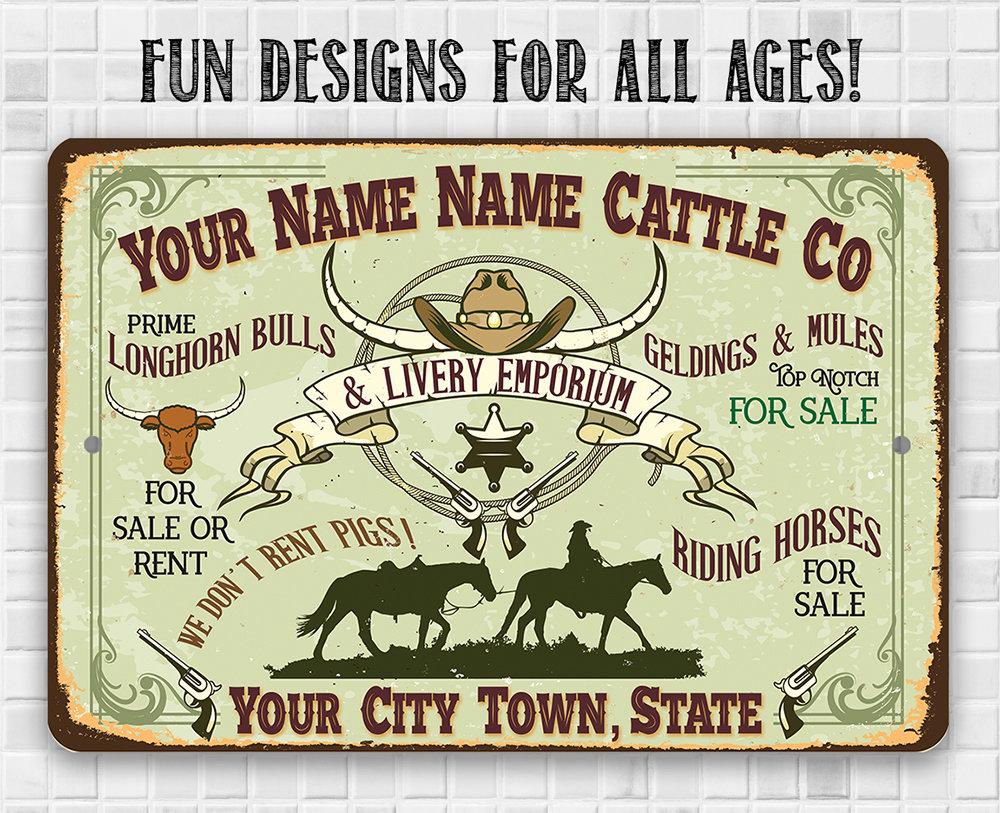 Personalized - Cattle Company - Metal Sign