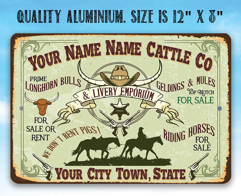 Personalized - Cattle Company - Metal Sign