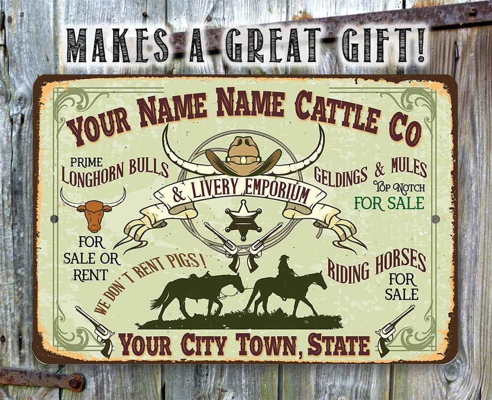 Personalized - Cattle Company - Metal Sign