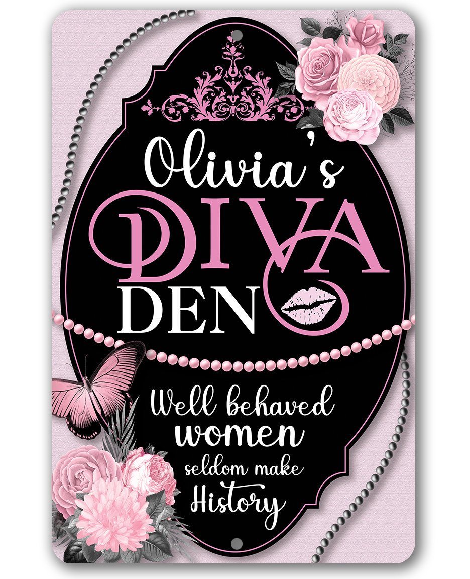 Personalized - Diva Den - Metal Sign