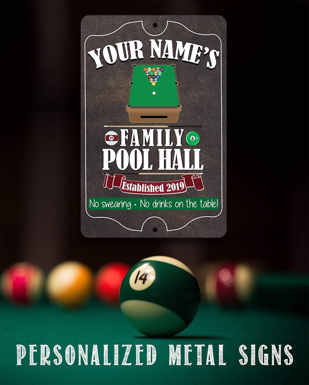 Personalized - Family Pool/Game Room - Metal Sign