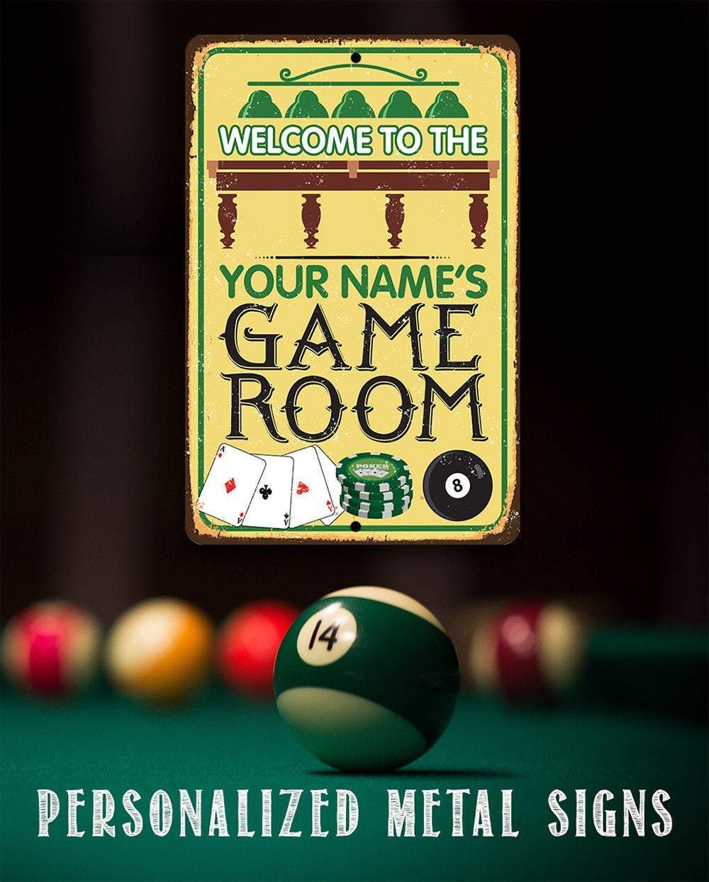 Personalized - Game Room Play Nice - Metal Sign