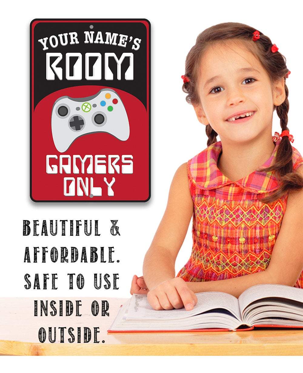 Personalized - Gamers Only - Red - Metal Sign