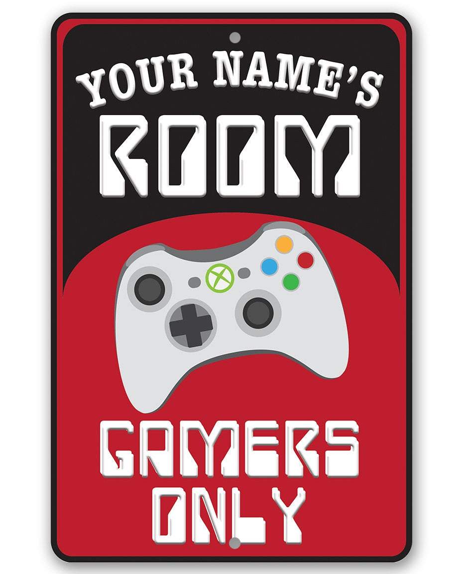 Personalized - Gamers Only - Red - Metal Sign