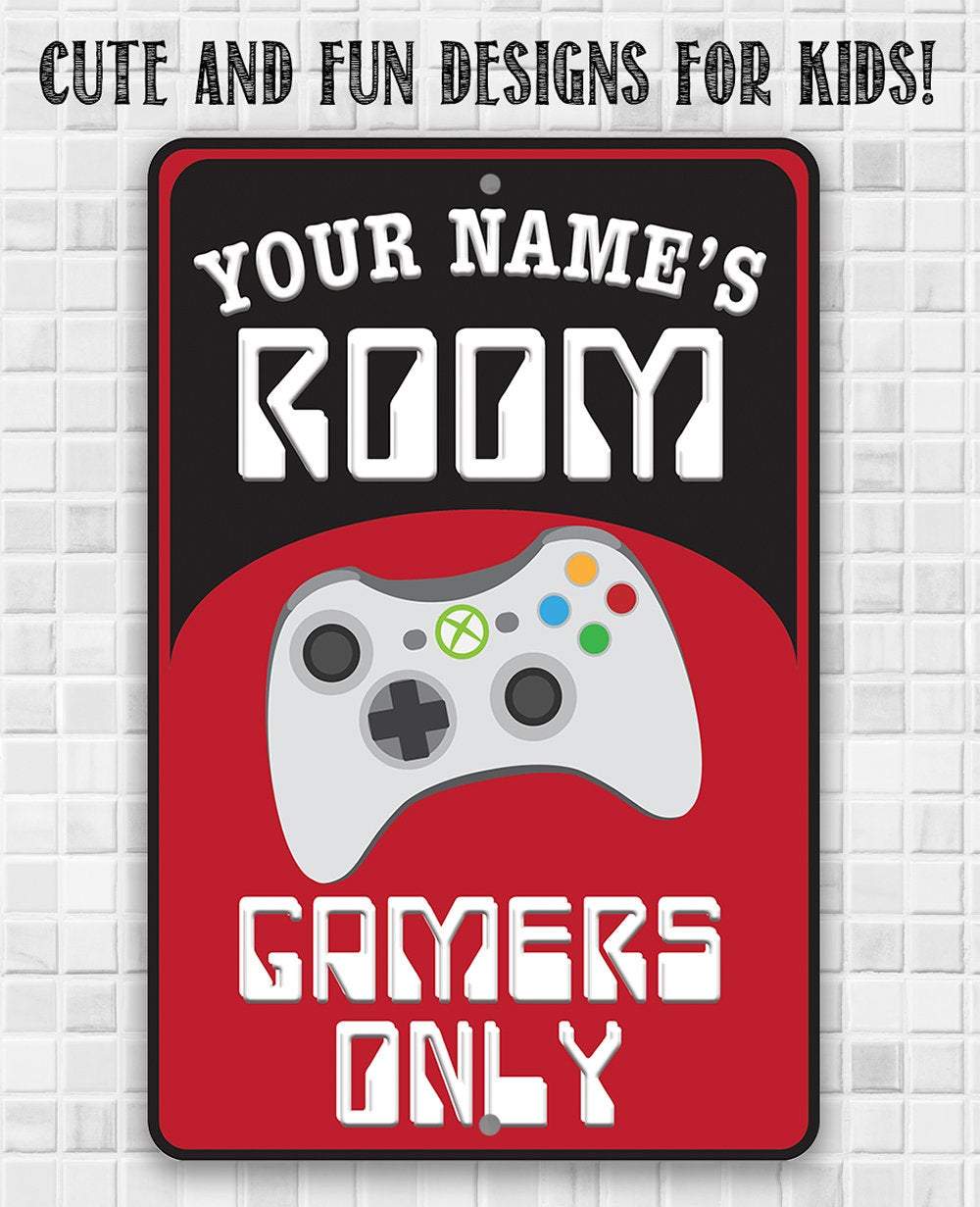 Personalized - Gamers Only - Red - Metal Sign