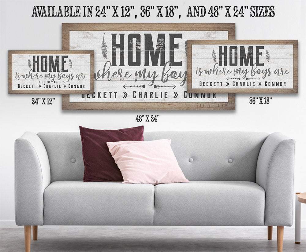 Personalized - Home Is Where My Boys Are - Canvas