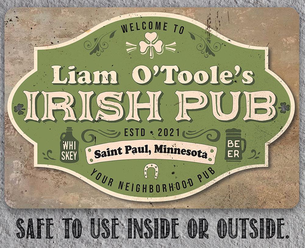 Personalized - Irish Pub - Metal Sign