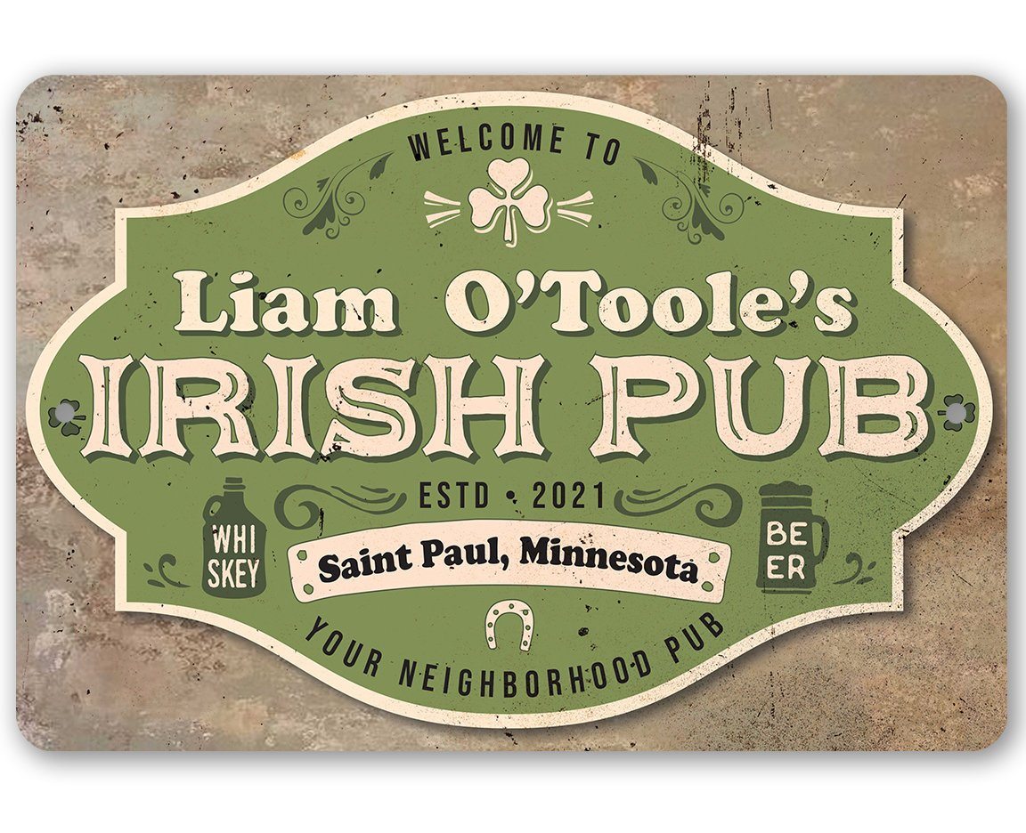 Personalized - Irish Pub - Metal Sign