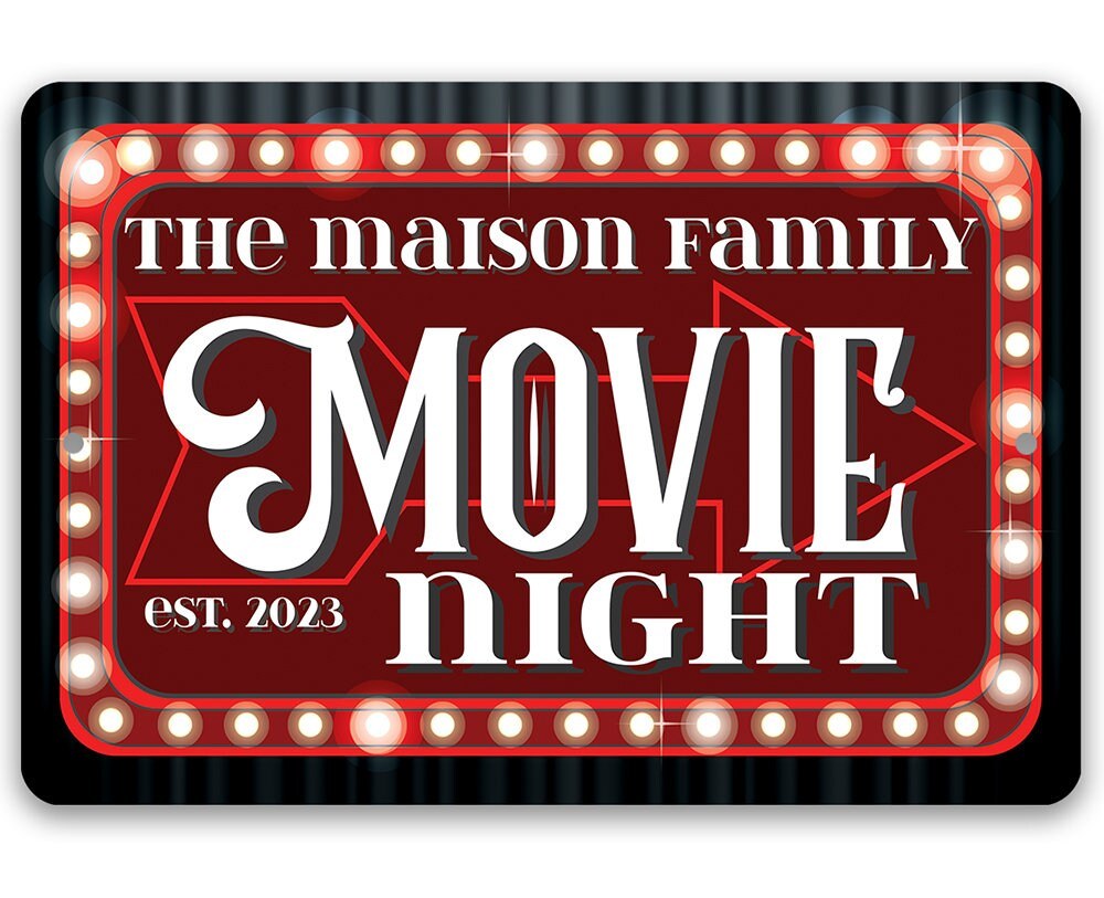 Personalized - Movie Night - Metal Sign