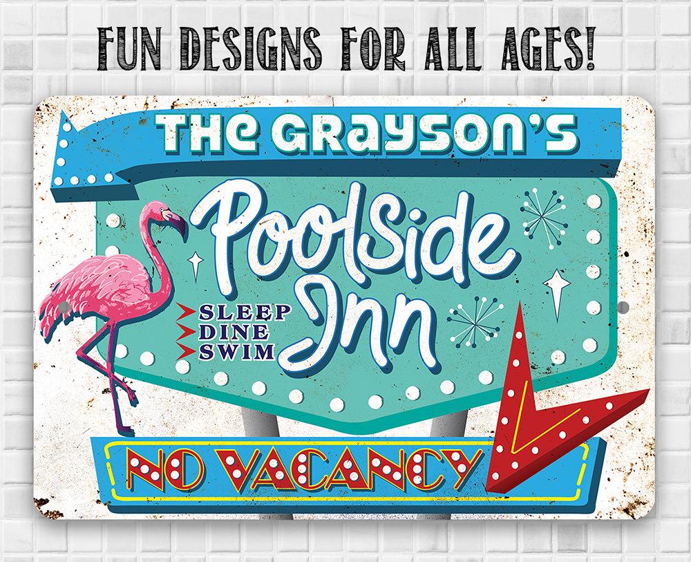 Personalized - Poolside Inn - Metal Sign
