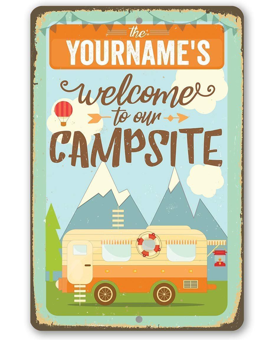 Personalized - Welcome To Our Campsite - Metal Sign