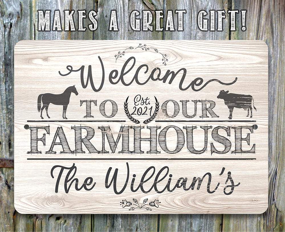 Personalized - Welcome To Our Farmhouse - Metal Sign
