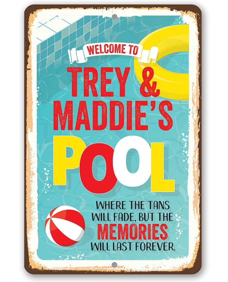 Personalized - Welcome To Our Pool - Metal Sign